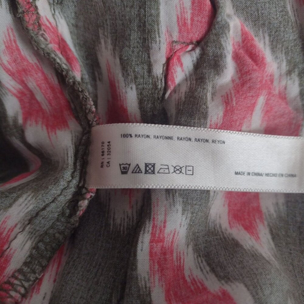 Anthropologie Lilka Wide-Leg Printed Pants M Red Olive Green Boho Ikat Casual - Picture 9 of 11